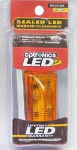 Optronics Mini Thinline LED Amber Marker / Clearance Light With A91CB Chrome Base