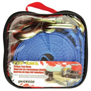 Erickson 59301 2" X 20' 10,000 LB Tow Strap with Forged Safety Snap Hooks