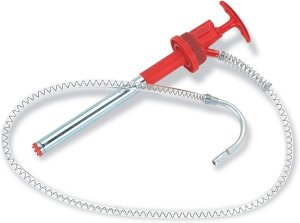 LUMAX LX-1336 Red Bucket Pump w/ Flex Hose & Non-Drip Nozzle 5-6.5 Gal Capacity