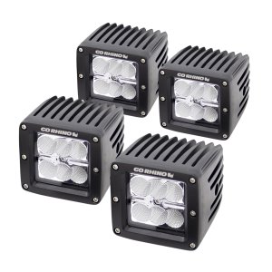Go Rhino 751004 - 3" LED Cube Lights 4-PC Set - Black Housing