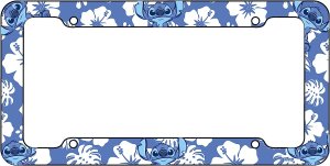 Chroma Graphics Stitch Hibiscus Blue Plastic Plate Frame