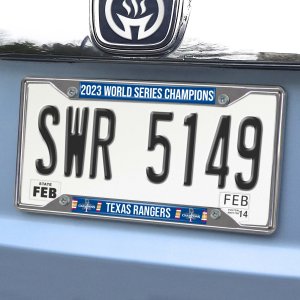 Fanmats Texas Rangers 2023 MLB World Series Champions Chrome Metal License Plate Frame