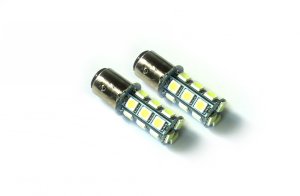 Race Sport Lighting RS-1157-A-5050 1157 5050 LED 18 Chip Bulbs Amber Pair