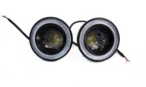 Race Sport Lighting RS-2.5W-FOG Universal Round 2.5 Inch Fog Projector Kit w/ White Halo Ring