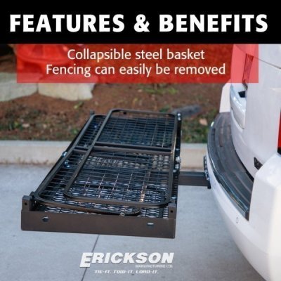 Erickson Hitch-Mounted Folding Cargo Carrier - 500 LB Rated